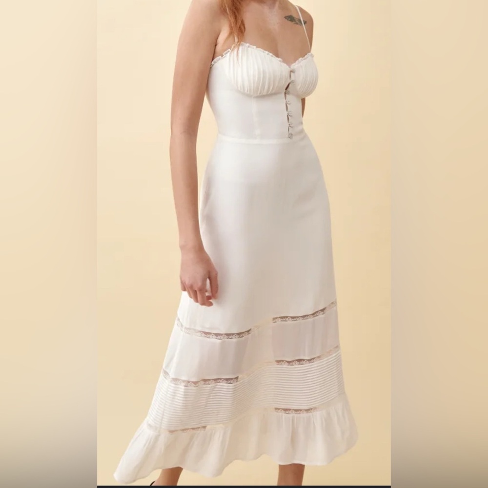 Reformation White Sleeveless Sweetheart Sundress
